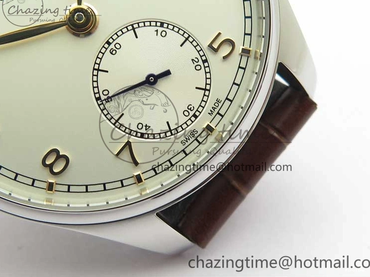 MIROTIME 0413 Original Portuguese IW358304 ZF 1:1 Best Edition SS White Dial RG Markers on Leather Strap A 7077
